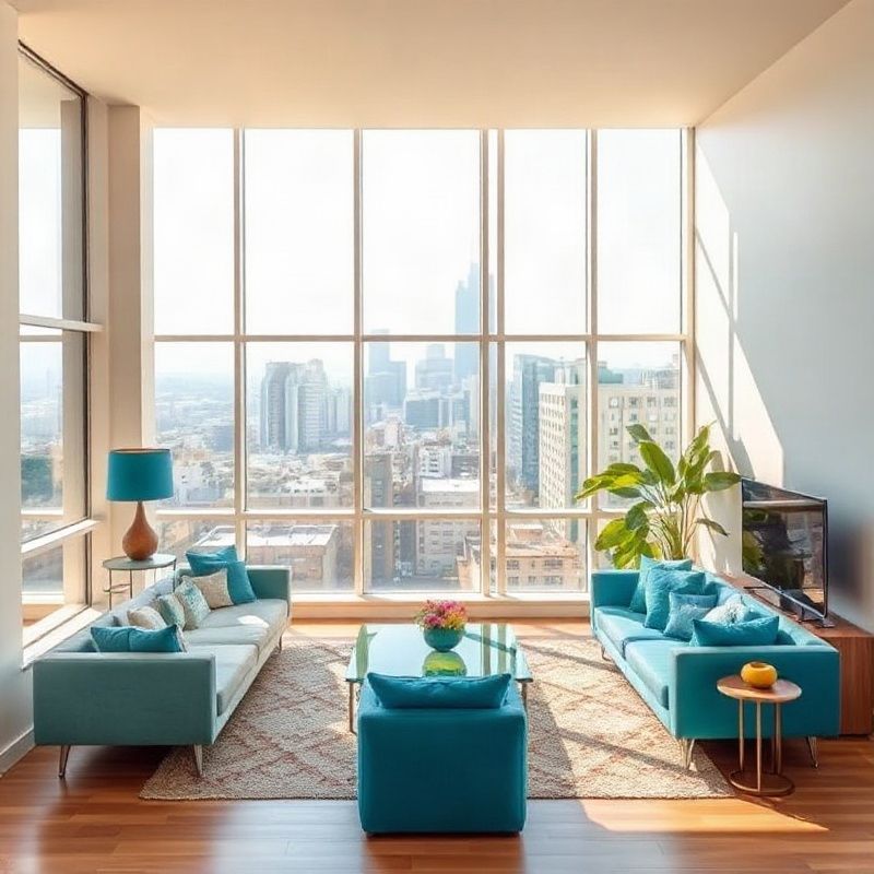 Interior claro de apartamento paulistano com grandes janelas